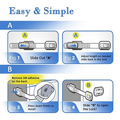 Child Safety Cabinet Strap Locks - OKEFAN 12 Pack Baby Proofing Adhesive  Latches for Kids Drawer Cupboard Dishwasher Fridge Oven Door No Drill  (White)