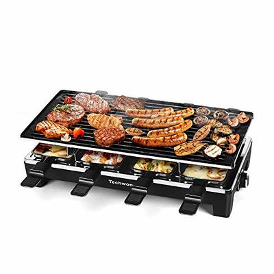 Raclette Table Grill, Techwood Electric Indoor Grill Korean BBQ Grill,  Removable 2-in-1 Non-Stick Grill Plate, 1500W Fast Heating with 8 Cheese  Melt Pans, Ideal for Parties and Family Fun (Black) - Yahoo