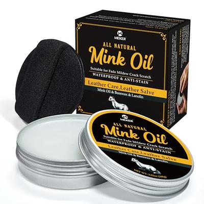 Stone and Clark Mink Oil for Leather Boots, 3.5 oz. with Horsehair Shoe Polish Applicator & Cloth - Leather Conditioner & Protector, Waterproofing