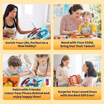 xackcme 2 Pack Cartoon Paint by Number for Kids with Wooden Frame-Cartoon  Paint by Numbers for Kids Ages 4-8-12,Easy Paint with Numbers DIY Acrylic  Oil Painting Kits for Home Wall Decor(8X8inch) 