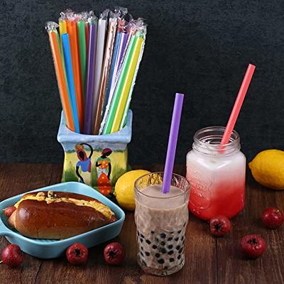 100 Pcs Multi Colors Jumbo Smoothie Straws Boba Straws,Plastic Milkshake  Straws Disposable Wide-mouthed Large Individually Wrapped Straws(0.43 Wide  X