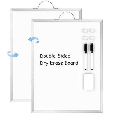 Small Dry Erase Whiteboard for Wall, 16 x 12 Hanging White Board with  Handle, Portable Aluminum Frame Mini Magnetic Surface Message Board & 2