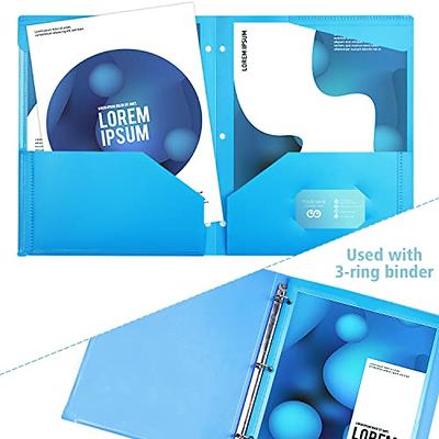 2-Pocket Plastic Folder for Binder, Blue plastic folder