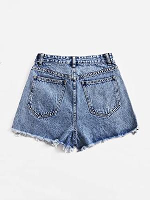 SweatyRocks Women's Casual Boyfriend Jeans High Rise Denim Pants with  Pocket