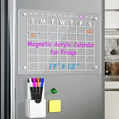 Acrylic Magnetic Calendar for Fridge,16x12 Clear Dry Erase Monthly  Calendar Board for Refrigerator with 6 Colorful Highlight Markers,Magnetic  Pen Holder and Magnetic Eraser - Yahoo Shopping