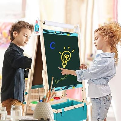  Easel for Kids Including 100+ Accessories, Kids Easel Double  Sided Wooden, White Board & Magnetic Drawing Board & Paper Roll, Height  Adjustable Standing Art Easel for Kids 3-4 4-8 9-12 : Toys & Games