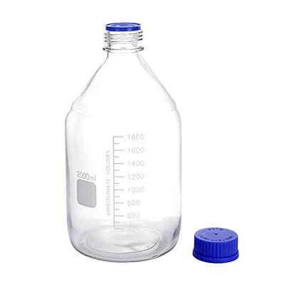 Pyrex Round Media Storage Bottles and Reusable Screw Caps, Capacity 2,000 ml