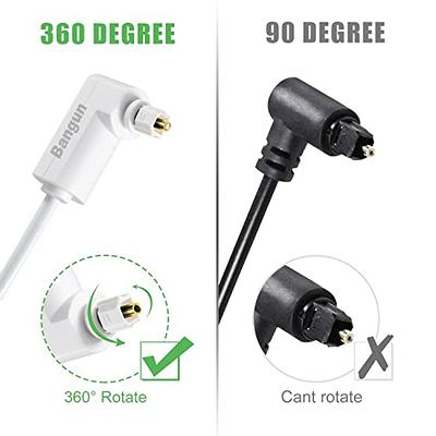 90 Degree Optical Audio Cable, Slim Digital SPDIF Audio Optical Cable, 360  Degree Right Angle Fiber Optic Toslink Cable for Sound Bar, TV, PS4, Xbox