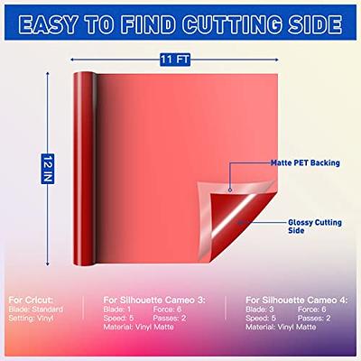 Huaxing Matte Red Permanent Vinyl for Cricut, 12 x 50FT Permanent Adhesive  Vinyl Roll for Cricut, Silhouette, Cameo Cutters, Signs, Craft Die Cutters
