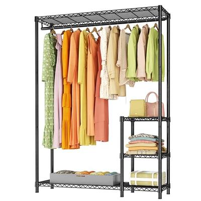 Tribesigns Freestanding Closet Organizer Storage, 78 inches Heavy Duty  Garment Rack with Double Rods, Industrial Clothes Clothing Rack for Hanging