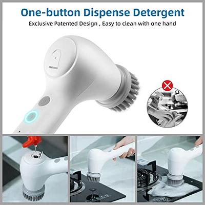 Electric Spin Scrubber, Cordless Electric Cleaning Brush with Auto  Detergent Dispenser & 2 Adjustable Speeds, Portable Power Shower Scrubber  with 5