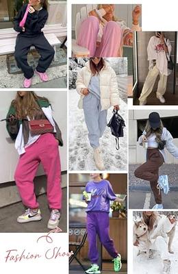 Womens Cotton with Pockets Fashion Wide Leg For Women Fashion Baggy  Sweatpants High Waisted Joggers Pants Trousers With Pockets Drawstring  Track Pants Womens Bottoms Fashion 
