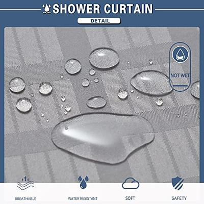 KONZENT Hotel Fabric Shower Curtain No Hook Needed Hook Free Shower Curtain  Machine Washable with Snap in Removable Liner for Bathroom Bathtubs Spa