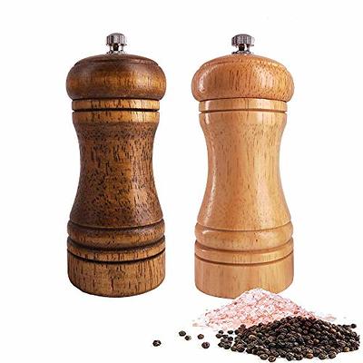 Acopa 4 Matte Black Wooden Salt Shaker and Pepper Mill Set
