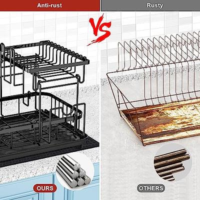 Godboat Dish Drying Rack with Drainboard, 2-Tier Dish Racks for Kitchen  Counter, Dish Drainer Set with Utensils Holder, Large Capacity Dish  Strainers with Extra Drying Mat (Black) - Yahoo Shopping