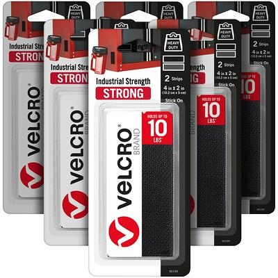 VELCRO Industrial Strength Fastener 4 In. X 2 In. Black Strips Set Of 2  [Pack Of 6] (6Pack 90199)