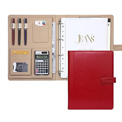 A4 Leather 3 Ring Portfolio Binder Business Binder Padfolio Multipurpose  Padfolio With Notebook Pad For Interview