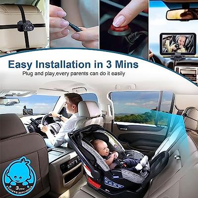 Baby Car Camera Easy Install: Plug-Play 360 Rotation Backseat Camera 2 Kids  Rear