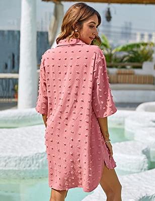 Blooming Jelly Womens Bathing Suit Coverups White Swiss Dot Beach Swim  Cover Up Shirt Dress(Medium, Coral Red) - Yahoo Shopping