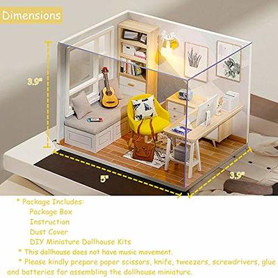 TuKIIE DIY Miniature Dollhouse Kit with Furniture, 1:24 Scale Creative Room  Mini Wooden Doll House Accessories Plus Dust Proof & Music Movement for