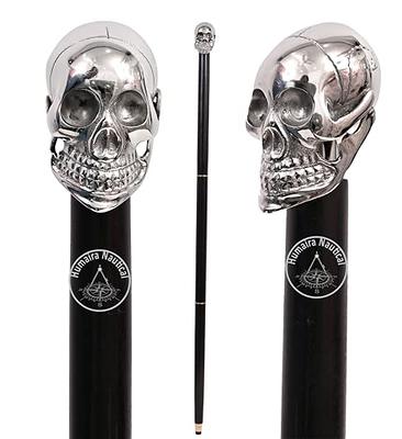 Humaira Nautical Solid Brass Silver Skull Head Walking Cane Wooden