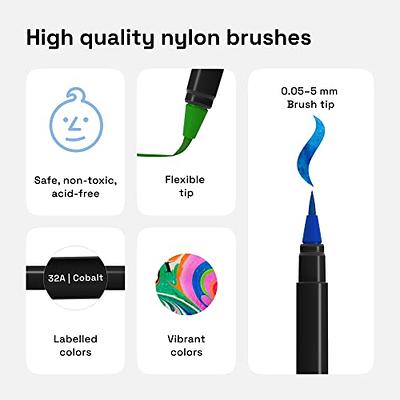 Watercolor Brush Pens 24 Vibrant Markers Pre-filled Color Precision Soft  Nylon Brush Tips Ideal for Coloring, Calligraphy, Painting, Drawing 