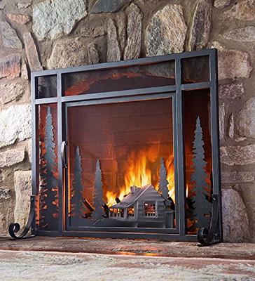 Amagabeli Fireplace Screen with Doors Large Flat Guard Fire