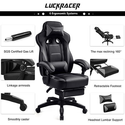 Lacoo PU Leather Gaming Computer Chair with Footrest and Lumbar