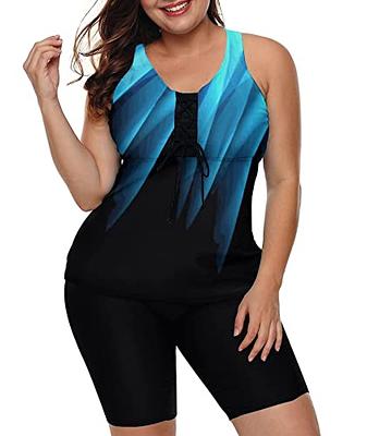 LALAGEN Womens 2024 Plus Size Tankini Swimsuits Rash Guard Capris Athletic  Two Piece Swimwear Bathing Suits Black Blue 4XL - Yahoo Shopping