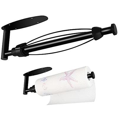 Under Cabinet Paper Towel Holder, One Hand Operation Wall Mounted Paper  Towel Holder with Damping Effect, Self-Adhesive or Drilled Paper Roll Holder  for Kitchen, Bathroom, RV (2 Towel Hooks Included) 