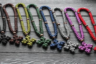 Orthodox Christian Gift Prayer Rope Chotki Black Komboskini Satine Cord  Knotted Rosary Plastic Bead Brojanica Monastic Handmade 100 Knots 