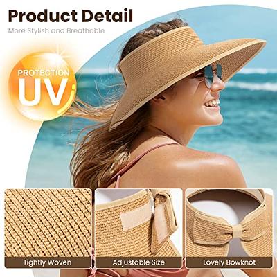 Wide Brim Straw Hat Womens Women Summer Wide Straw Hat Beach Foldable Sun  Hats Floppy Roll Up Sun Cap Summer