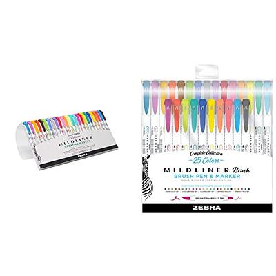 Zebra Mildliner Double-Sided Highlighter Brush - Brush / Extra Fine - 15  Color Bundle