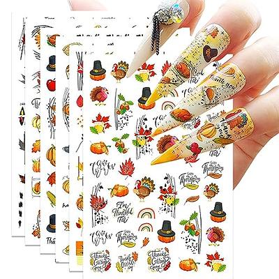 GetUSCart- Fall Nail Stickers Autumn Leaves Nail Water Transfer Stickers,  Thanksgiving Nail Art Accessories Decals Foils Sliders Yellow Maple Leaf  Pumpkin Turkey Design for Women DIY Manicure Decorations 12PCS