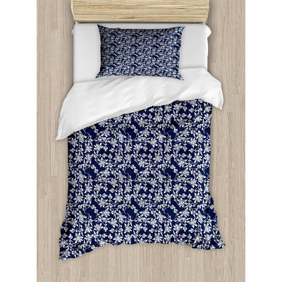 Linnea Blue Floral Quilt Set - Full/Queen Quilt and Two Standard Shams Blue  - Levtex Home