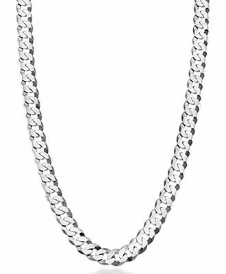 Rope Chain Necklace Sterling Silver Diamond Cut White Gold Look