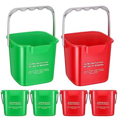 Matthew Red&Green&Blue Detergent and Sanitizing Cleaning Bucket 3 Quart  Cleaning Pail,Set of 3 Square Containers,Built-In Spout w/Handle,Wash Rinse
