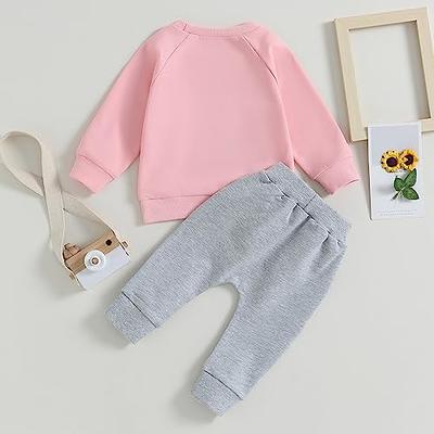 Hnyenmcko Toddler Baby Girl Clothes Long Sleeve Crewneck Letter Print  Sweatshirt Top Casual Pants Sets 2Pcs Fall Winter Outfits (B-Pink, 18-24  Months) - Yahoo Shopping