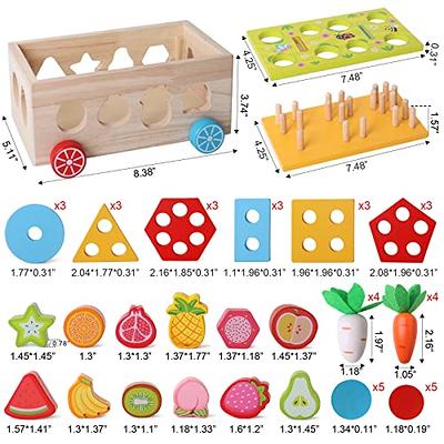 BAYMI Toddler Wooden Educational Montessori Toys, Baby Gifts for 2 3 4 Year  Old Girls & Boys, Fine Motor Skill Carrot Harvest & Shape Sorting Learning