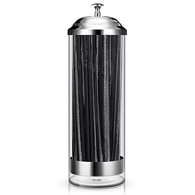 Straw Dispenser with Stainless Steel Lid, Clear Acrylic Straw Holder, 100  Striped Plastic Straws - Bed Bath & Beyond - 37129469