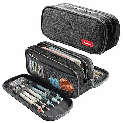  Pencil Case 3 Compartments Canvas Bag Organizer, Desk Organizer  Marker Durable Portable Large Storage Bag for Adults - 9.05 x2.75 x4.72  inches : Everything Else