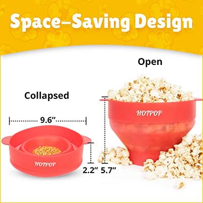 The Original Korcci 3 Quart Microwave Glass Popcorn Popper, Borosilicate  Glass, Dishwasher Safe, 3-in-1 Silicone Lid, BPA Free, Family Size (Red)