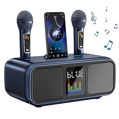 JYX Karaoke Machine with 2 UHF Wireless Microphones, Bass/Treble Bluetooth  Speaker with LED Light, Support TWS, AUX In, FM, REC, Supply for