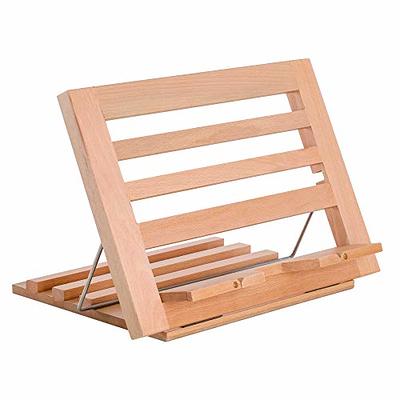 Rustic Brown Wood Two-Tone Cookbook Stand + Tablet Holder with