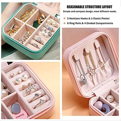  MODENGKONGJIAN Mini Jewelry Travel Case, PU Leather