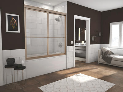 Basco Deluxe 56 in. x 68 in. Framed Sliding Shower Door in Chrome