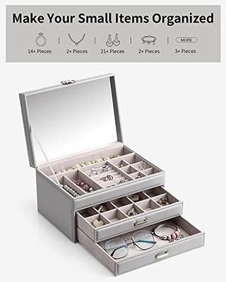 JOYBOS Jewelry Box Organizer for Women Girls, 2-Layer Jewelry Organizer  with Mirror, Jewelry Storage Box with Drawer for Earring Bracelets Rings