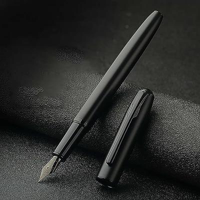 Wordsworth & Black Majesti Fountain Pen, Medium Nib Ink Pen, Checked Chrome  - Refillable 