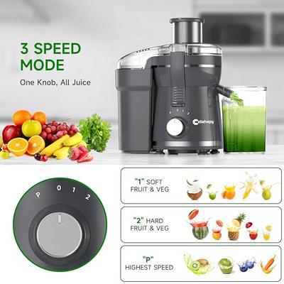 Juicer, Juicer Machine Vegetable and Fruit, Juice Extractor Easy to Clean,  Centrifugal Juicer with 3'' Feed Chute, Stainless Steel, 3 Speed