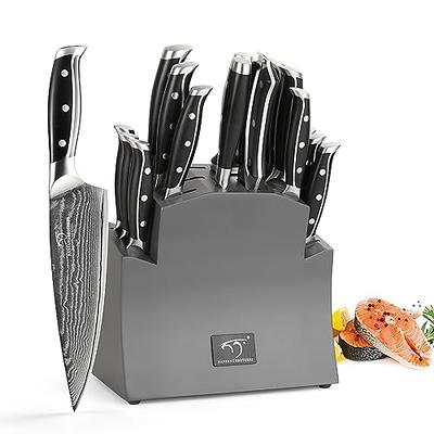 NANFANG BROTHERS Knife Set, 9 Pieces Damascus Kitchen Knife Set with Block,  ABS Ergonomic Handle for Chef Knife Set, Knife Sharpener and Kitchen  Shears, Knife Block Set for Chopping, Slicing & Cutting